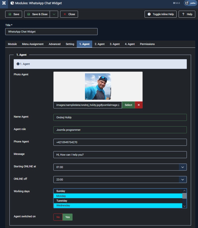 Settings module in Joomla 4,5